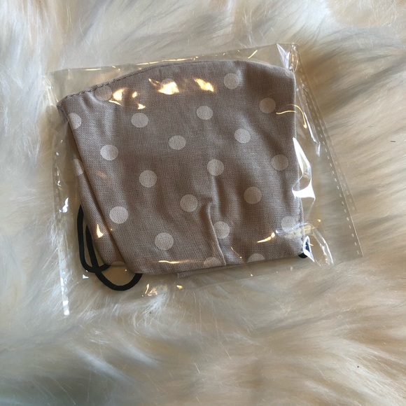 Taupe Polkadot Cotton RE-USEABLE Mask - Picture 4 of 6